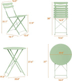 GarveeLife 3 Piece Patio Bistro Set, Folding Patio Bistro Table and Chairs Set - Image 8