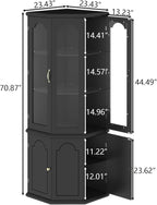 Gyfimoie Corner Bar Cabinet w/LED Lights, Tall Modern Wine Cabinet - Image 2