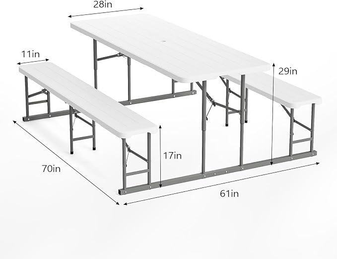 VINGLI Folding Picnic Table and Bench Set - Image 7