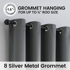 SimpleHome Grey 100% Blackout Curtains Room Darkening Living Room 90 Inch | - Image 6