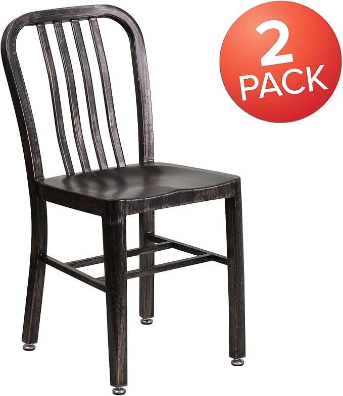 Flash Furniture Gael Commercial Grade 2 Pack Black-Antique Gold Metal - Image 4