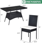 Tangkula 5 Piece Wicker Patio Dining Set, Outdoor Rattan Table & Chairs Set - Image 4