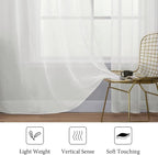MIULEE Ivory Window Sheer Curtains 2 Panels Width 38 x Length 63 Inches | Sheer - Image 4