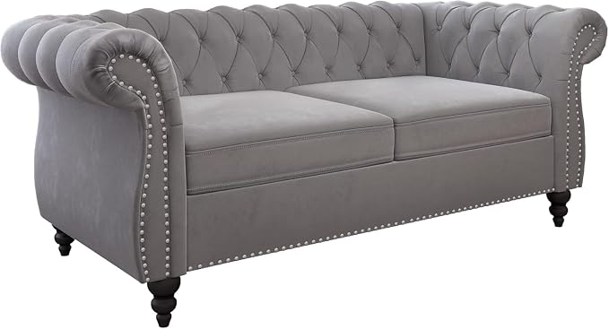 Mid-Century 2 Seater Sofa, Velvet Loveseat - Image 7