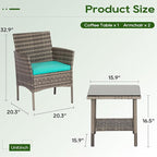 FDW | 3-Piece Patio Furniture Set | Gray & Blue | Outdoor Wicker Furniture - Image 8