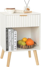 Fultyle White Nightstand, Modern Bedside Table by Fultyle