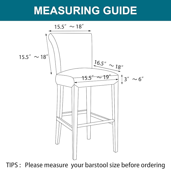 Turquoize Stretch Bar Stool Cover Counter Stool Pub Chair Slipcover - Image 6