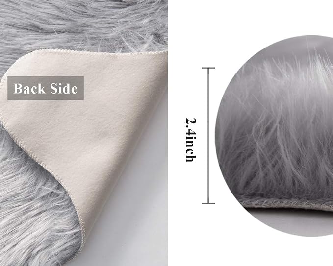 MIULEE Fluffy Area Rug 2x3 ft Faux Fur Sheepskin Rug - Image 2