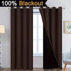 Yakamok Chocolate Brown Blackout Curtains 90 Inches Long 52" Wide, 2 Panels | - Image 2