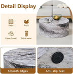 Round Coffee Table Set for 2, Modern Living Room Table Set, Faux Marble Wood - Image 5