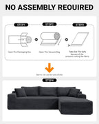 108" Cloud Sectional Couch, Modern Modular Sectional Sofa - Image 4
