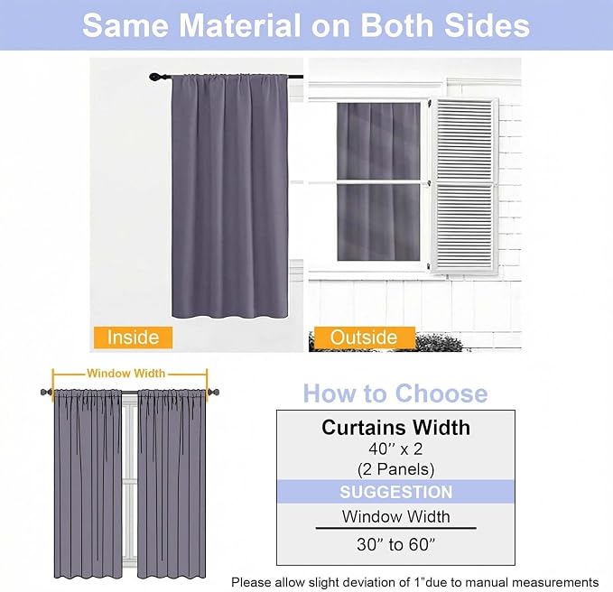 Simplebrand Ava Greyish Purple Short Blackout Curtains - Image 9