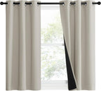 NICETOWN Natural 100% Blackout Lined Curtains, 1 Pair, 2 Thick Layers Narrow by NICETOWN