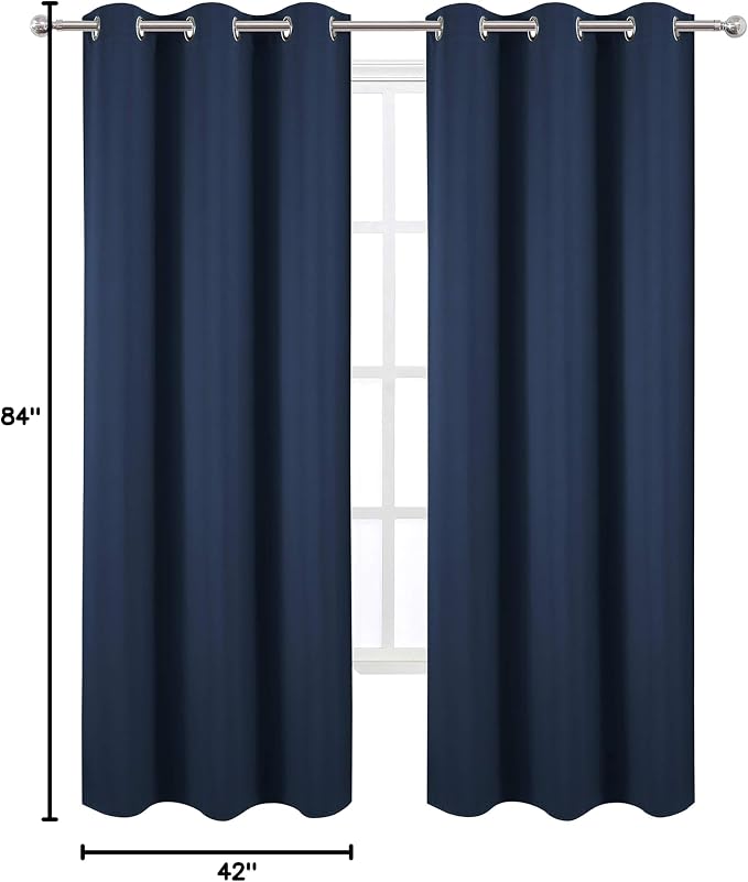 Blackout Curtains 42 x 84 inch/Navy Curtains Set of 2 Panels/Thermal Insulated - Image 10