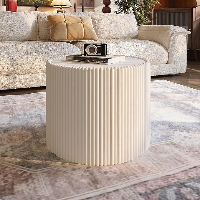 2-Piece Round Nesting Coffee Table Set, 29.52" Marble Coffee Table and End - Image 6