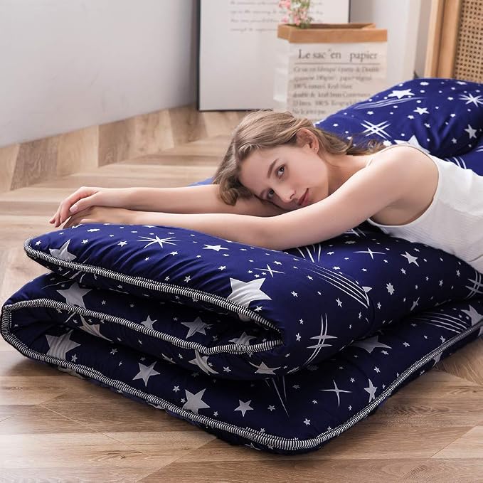 MAXYOYO Navy Starry Sky Japanese Floor Futon Mattress, Tatami Mat Portable - Image 8