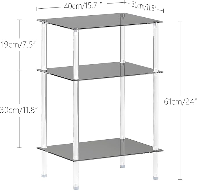 Tempered Glass Side Tables Set of 2 Acrylic End Table - Image 3