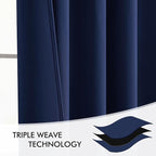 MIULEE Navy Blue Back Tab Blackout Curtains 52x108 Inch Long 2 Panels Set | Rod - Image 7