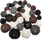 Wicker Ball Orbs,White, Dark Gray, Brown, Black,2.4'',2'',1.6'',1.2'' by Patelai