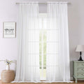 White Sheer Curtains 120 Inches Long 2 Panels, Extra Wide Farmhouse Elegant by Lecloud