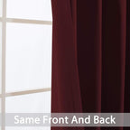 Yakamok Burgundy Red Room Darkening Curtains 84 inch Sliding Door Drapes | 1 - Image 7