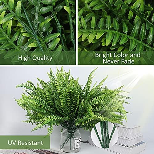 RECUTMS Artificial Boston Ferns,6 Bundles Faux Greenery Ferns - Image 2
