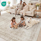 4x6 Area Rugs Living Room: Bedroom Neutral Washable Carpet Brown | Vintage Boho - Image 8