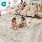 10x12 Area Rugs Living Room: Bedroom Neutral Washable Carpet Brown | Vintage - Image 7
