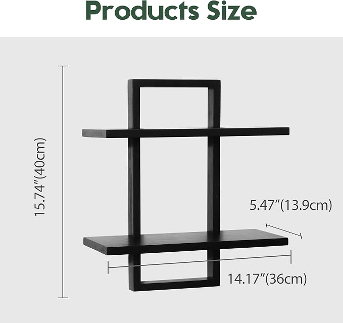 PHOENANCEE Floating Shelves for Wall, Display Hanging Shelf Set of 2, Modern - Image 3