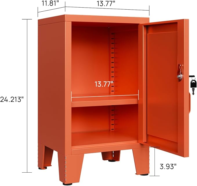 ALBAD Metal Nightstand with Lockable Cabinet, Compact Mini Locker Bedside Table - Image 3