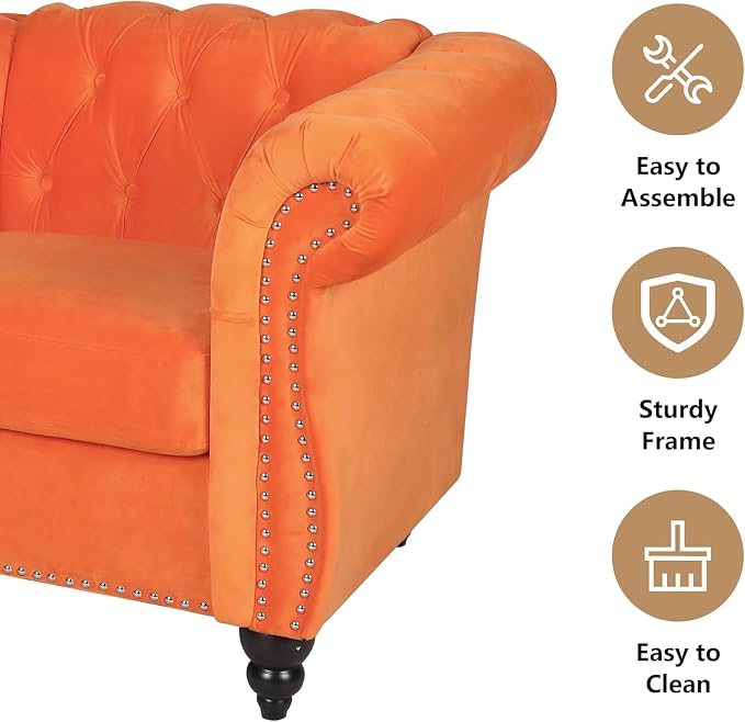 Mid-Century Sofa Chair, Velvet Accent Chair - Image 4