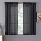 Tollpiz Short Sheer Curtain Living Room Linen Textured Curtains Sheer Light by Tollpiz