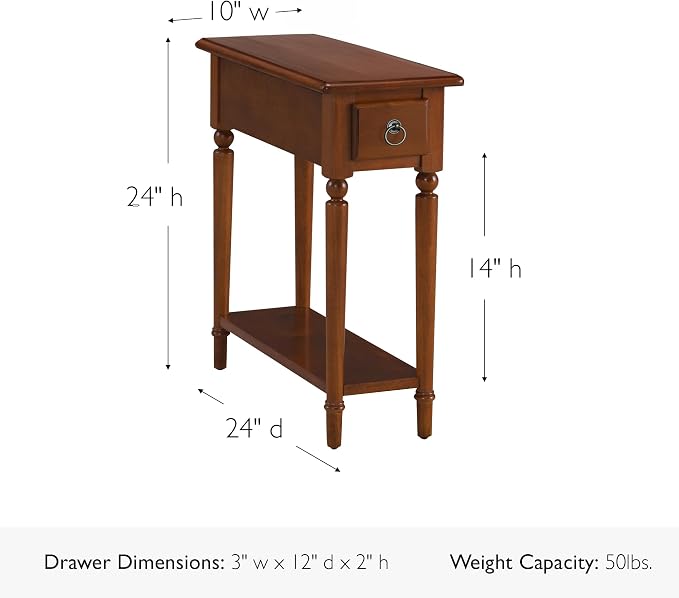 Leick Home Coastal End Table, Solid Wood, 1 Drawer, Bottom Display Shelf - Image 3