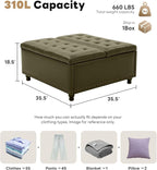 Tbfit Large Square Storage Ottoman Bench, Tufted Upholstered Coffee Table - Image 2