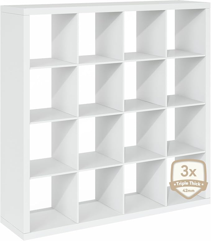 Furinno Cubicle Book Shelf, 16-Cube Bookshelf, Triple Thick Frame Cube Storage - Image 8