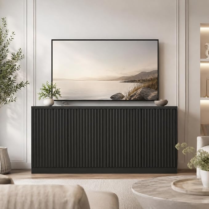 63'' Fluted TV Stand for TVs up to 75'', Modern Media Console by WelcometoCUPYUOOU