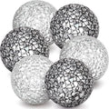 6 Pcs 2.4" Black & Silver Mosaic Glass Decorative Balls for Bowl by Kepfire