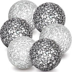 6 Pcs 2.4" Black & Silver Mosaic Glass Decorative Balls for Bowl by Kepfire