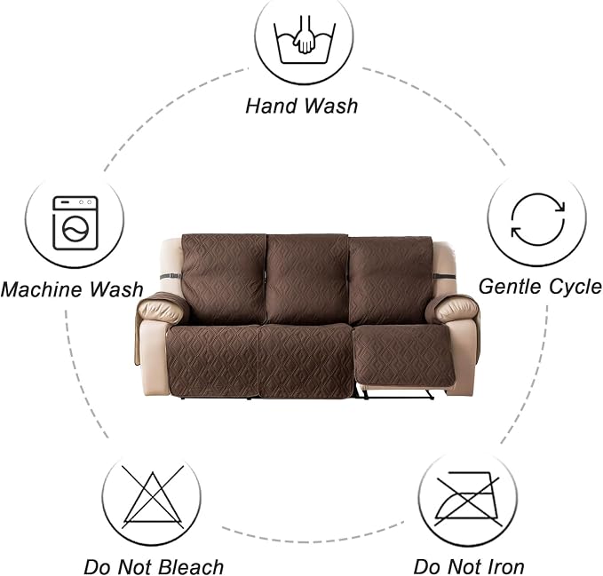 Genina Waterproof Reclining Couch Cover 3 Seat, Recliner Sofa Covers Non-Slip - Image 9