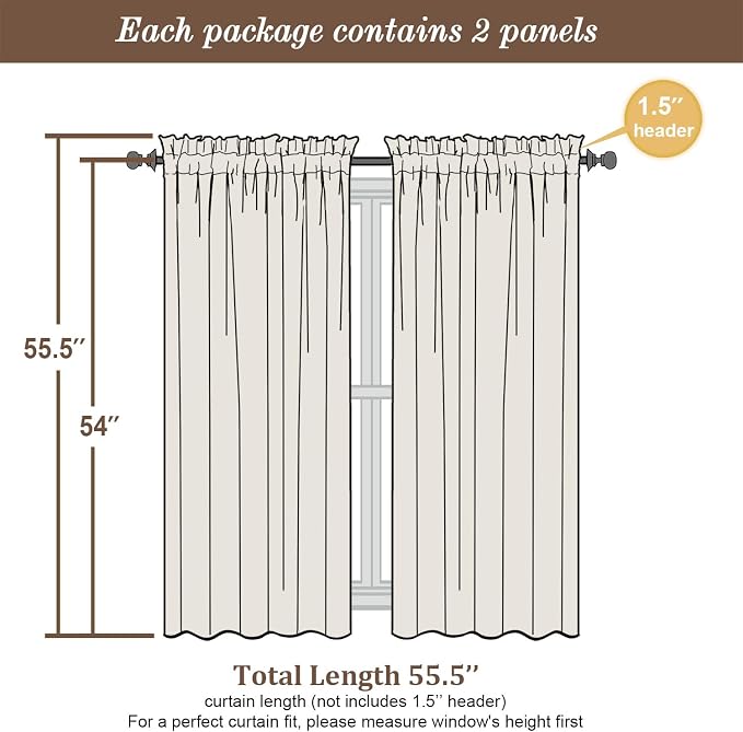 Chyhomenyc Navy Blue Semi Sheer Curtains 54 Inch Length - Image 5