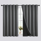 SimpleHome Grey 100% Blackout Curtains Room Darkening Living Room 63 Inch | by SimpleHome