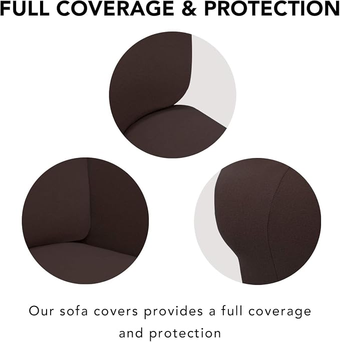 PureFit Stretch Oversized Couch Covers Fleece Sofa Slipcovers Chocolate | - Image 3