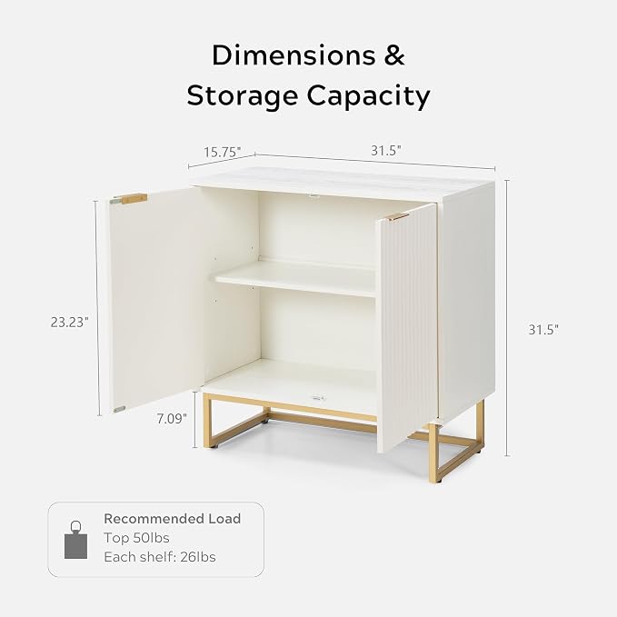 EYYTHUNG Fluted Cabinet with Storage, Sideboard Buffet Cabinet with Adjustable - Image 3