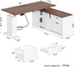 SEDETA Farmhouse L Shaped Standing Desk, 55 inch Height Adjustable Corner Desk - Image 2