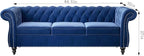 Mid-Century 3 Seater Sofa, Velvet Couch - Image 2