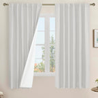 100% Blackout Linen Curtains for Bedroom 60 Inch by LAMIT