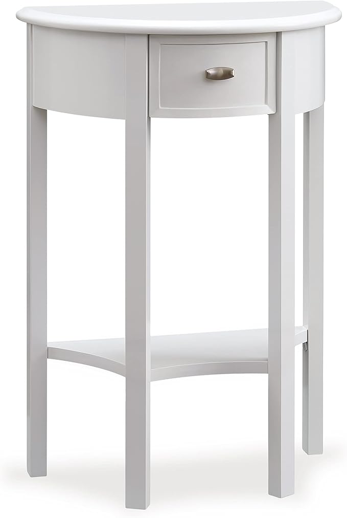 Leick Home 9030-WT Assembled One Drawer Demilune Hall Console by LeickFurniture