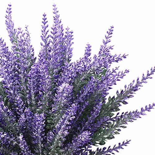 CATTREE Fake Flowers Lavender for Decoration, Flocked Plastic Faux Flower Artificial Plants Outdoor Bundle Wedding Bouquet Indoor Home Kitchen Table Centerpieces Arrangements Christmas Decor 8 Pcs - Image 4
