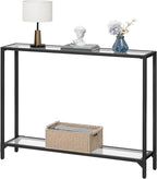 HOOBRO 39.4" Narrow Console Table, Tempered Glass Sofa Table, Behind Couch - Image 9