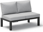 Aluminum Outdoor Patio Sofa Set, 2 Seats Modular Sectional Reclining Loveseat by Oasbira